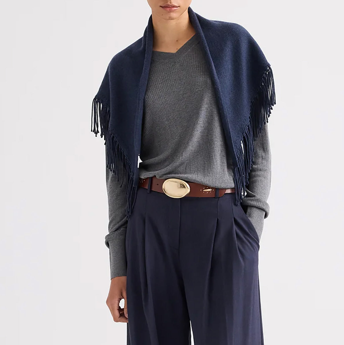 Fringe Scarf in Blue Nights