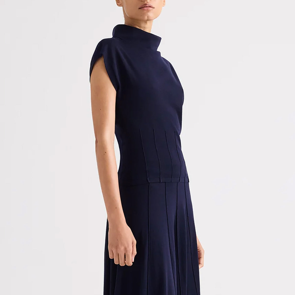 Funnel Neck Top in Blue Nights