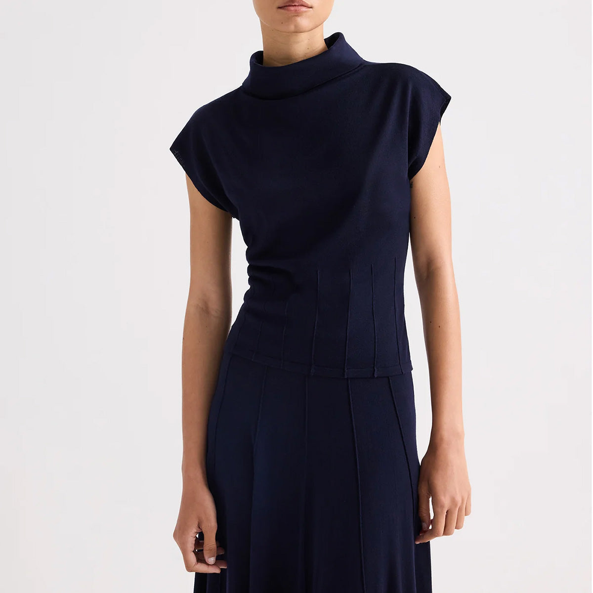 Funnel Neck Top in Blue Nights