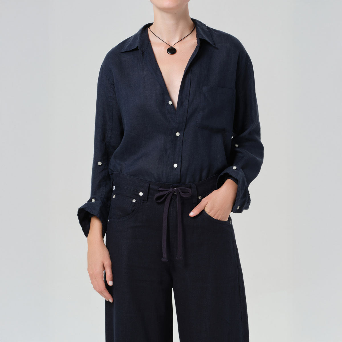 Kayla Shrunken Top in Navy