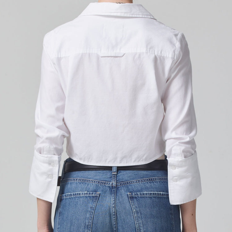 Bea Cropped Button Up in White