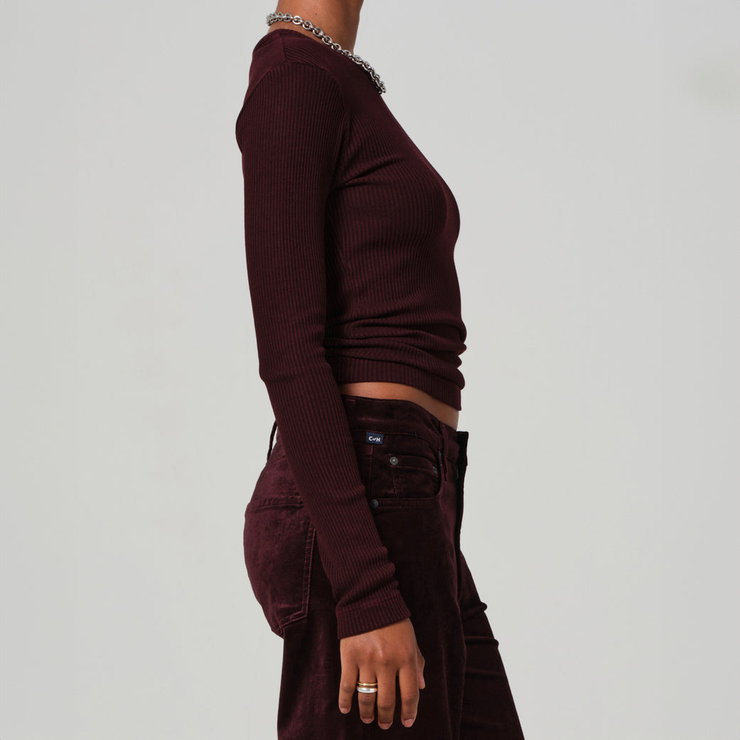 Bina Thermal Crewneck in Burgundy