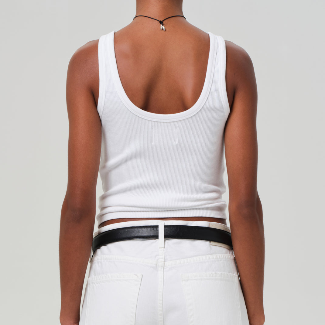 Faye Ribbed Tank in White