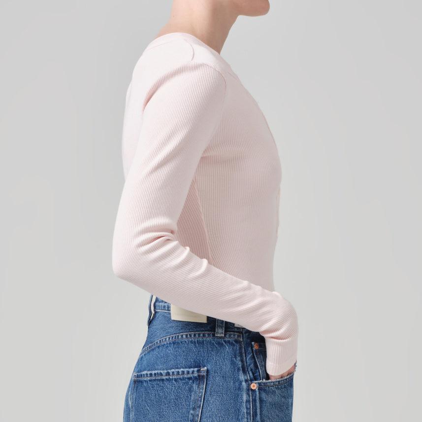 Varra Ribbed Henley in Cameo