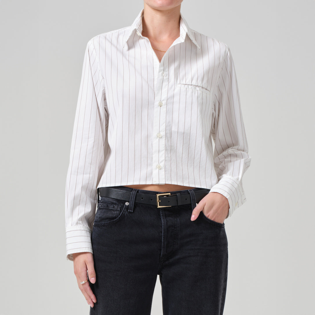 Fino Cropped Blouse in Clove Stripe