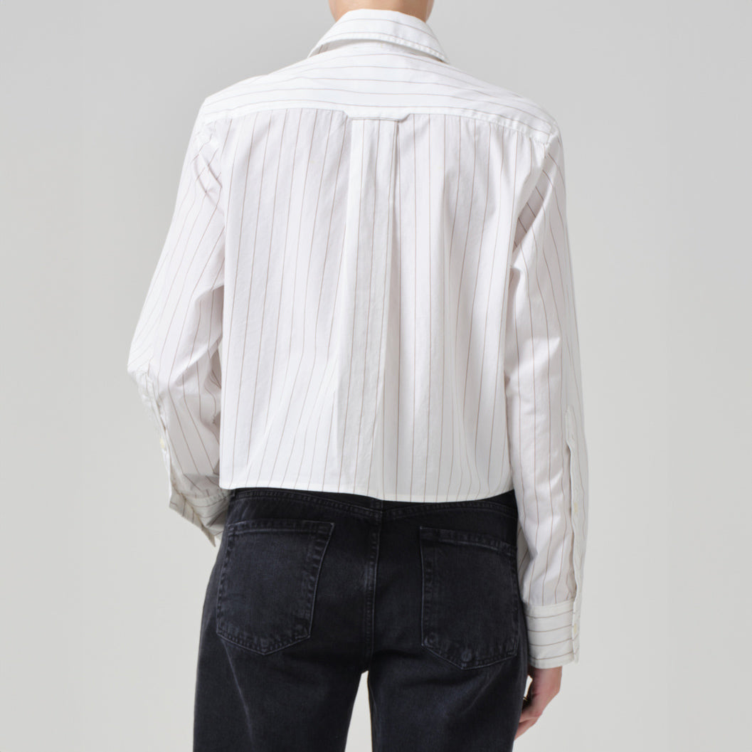 Fino Cropped Blouse in Clove Stripe