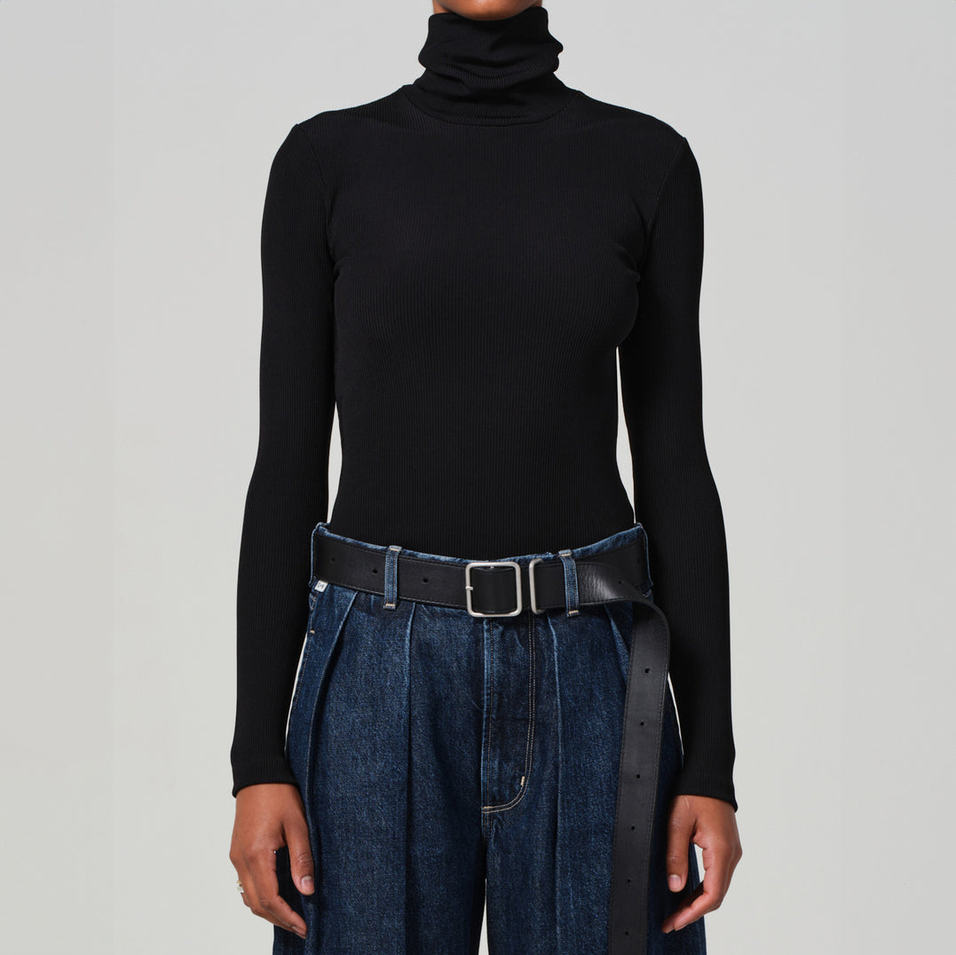 Caradene Ribbed Turtleneck in Black