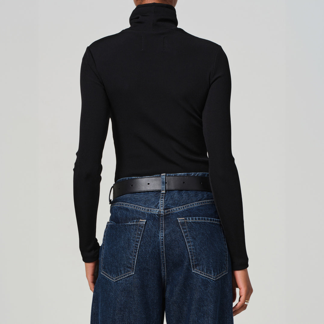 Caradene Ribbed Turtleneck in Black