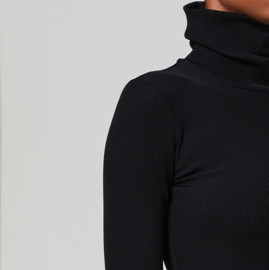 Caradene Ribbed Turtleneck in Black