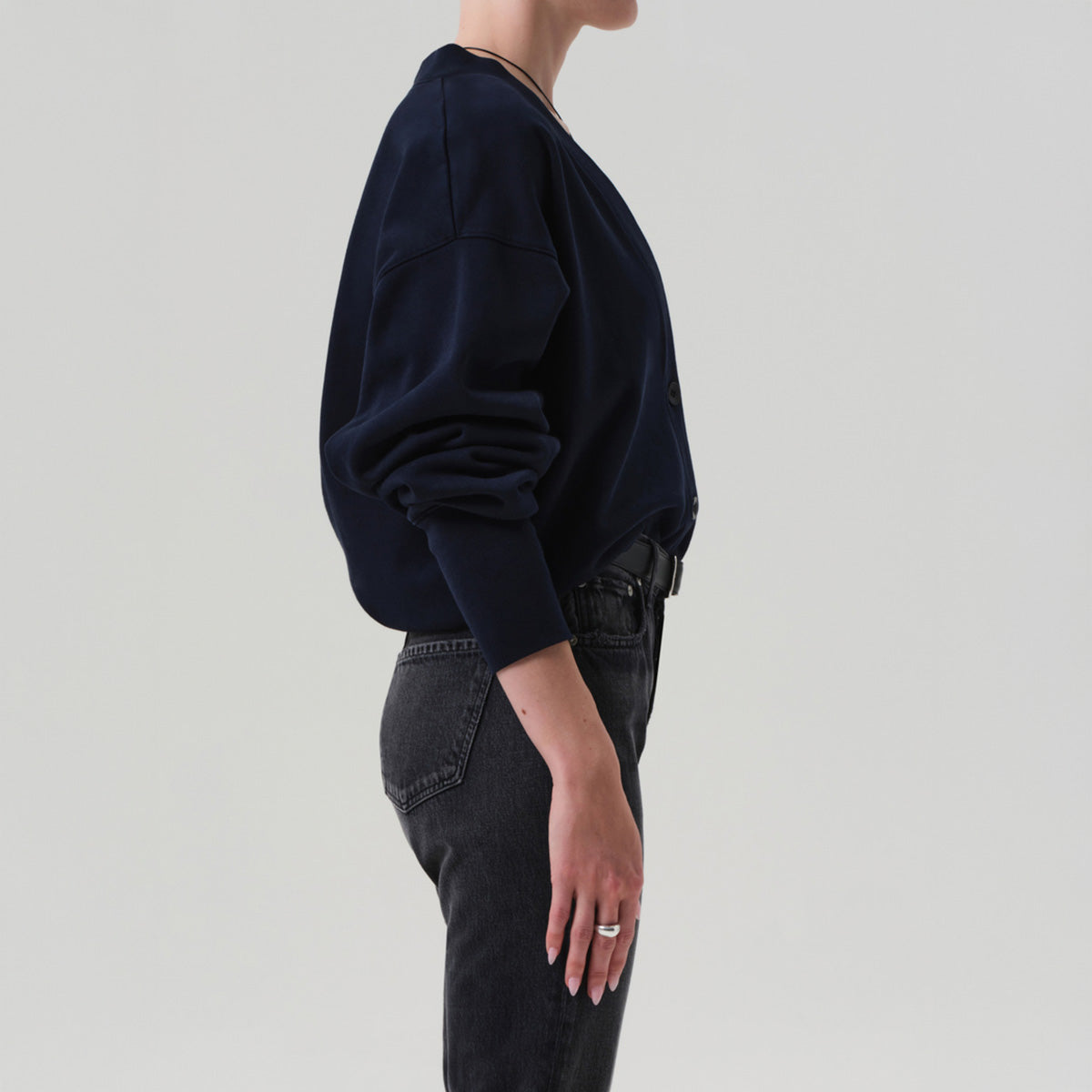 Fleece Cardigan in Navy