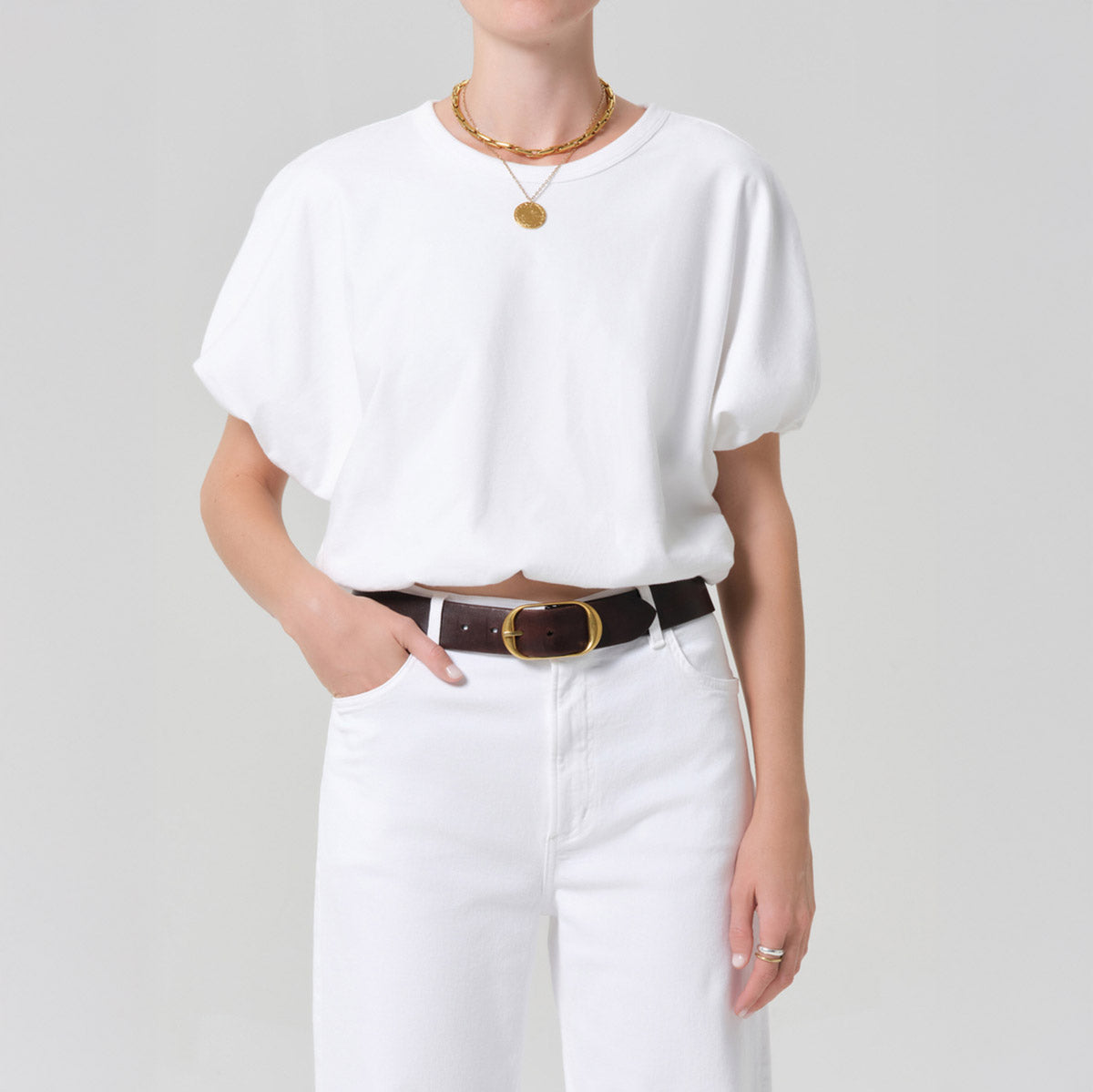 Gia Bubble Tee in Soft White