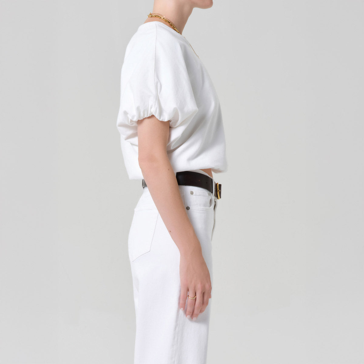 Gia Bubble Tee in Soft White