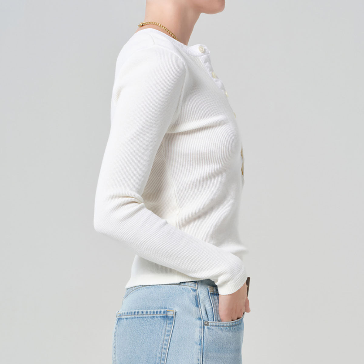Drea Waffle Henley in Pashmina