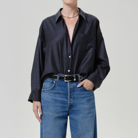 Petit Ami Wool Shirt in Heather Gray