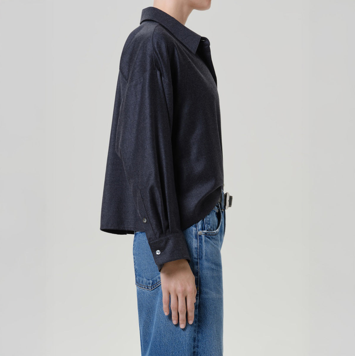 Petit Ami Wool Shirt in Heather Gray