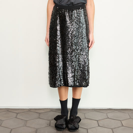 Shimmer Sequin Skirt in Black