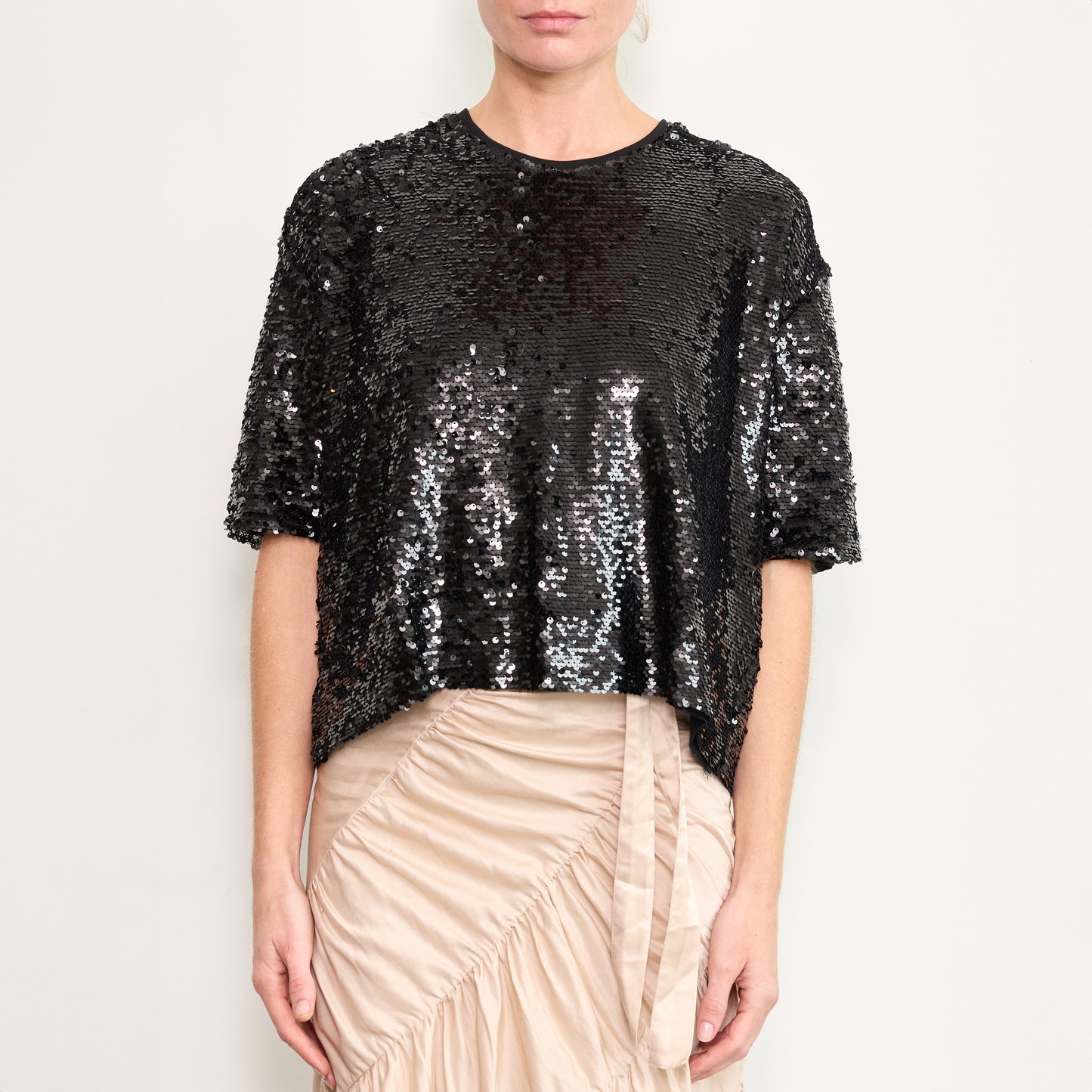 Shimmer Sequin Boy Shirt in Black