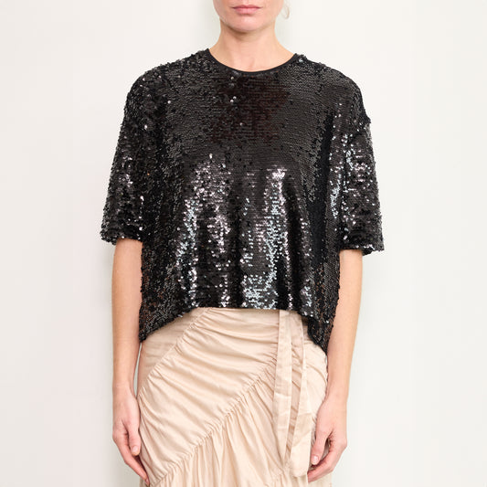 Shimmer Sequin Boy Shirt in Black