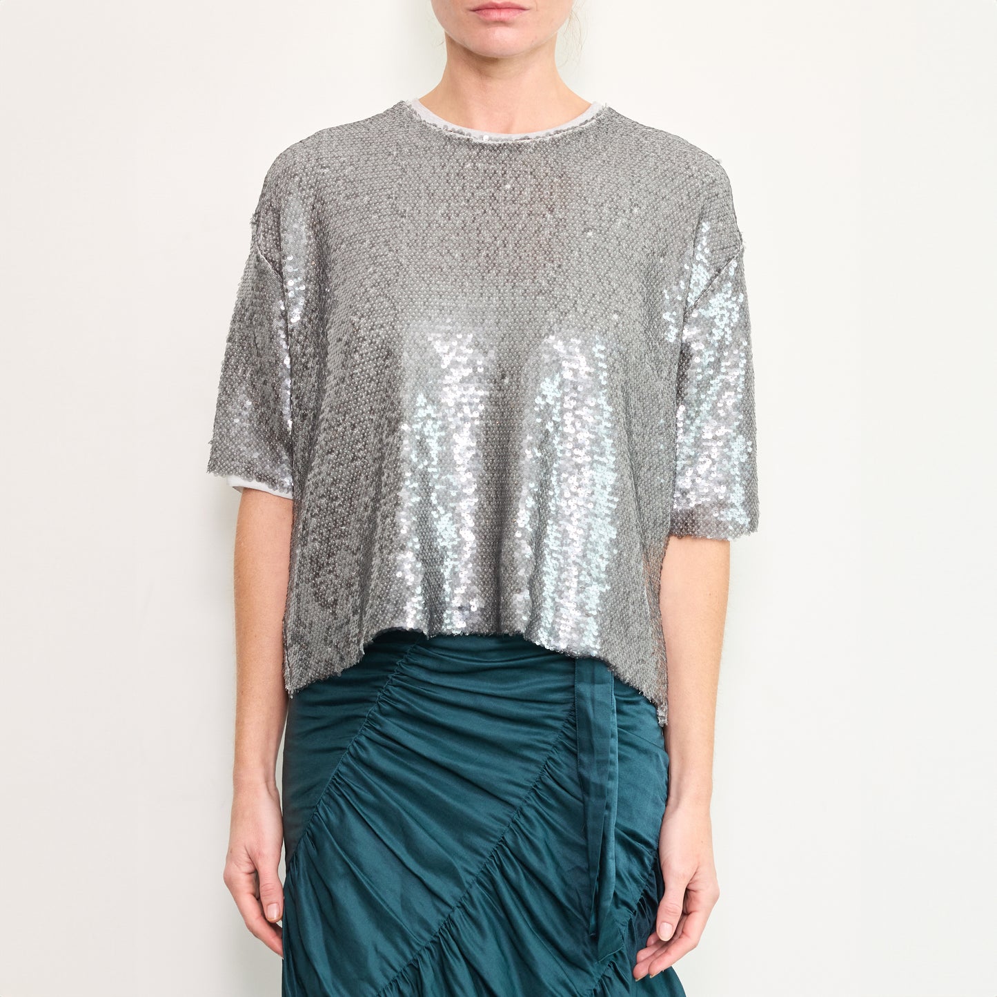 Shimmer Sequin Boy Shirt in Steel