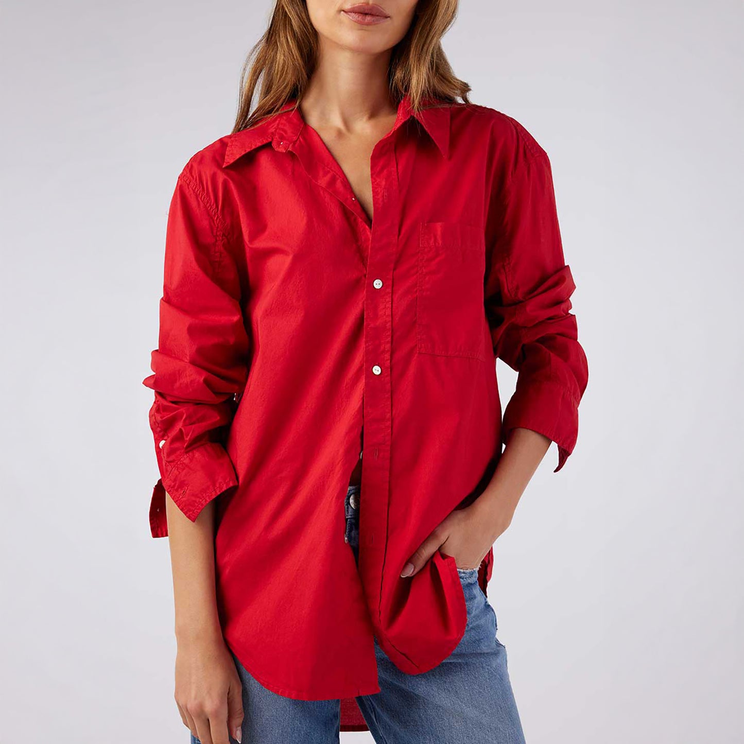 Ruth Oversized Shirt in Cherry