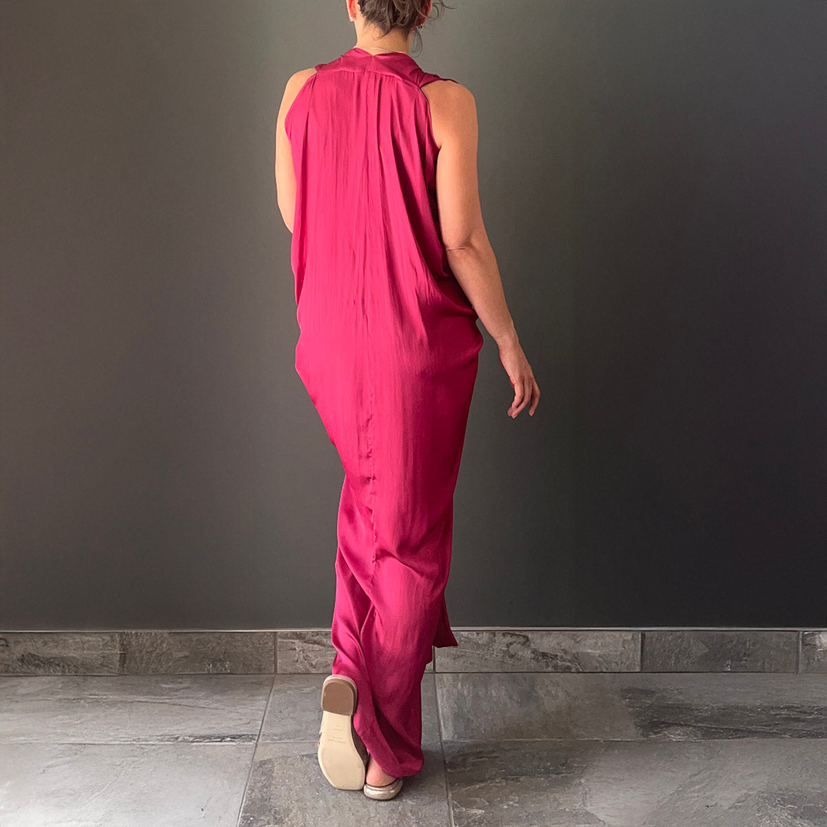 Eve Dress in Magenta Foil