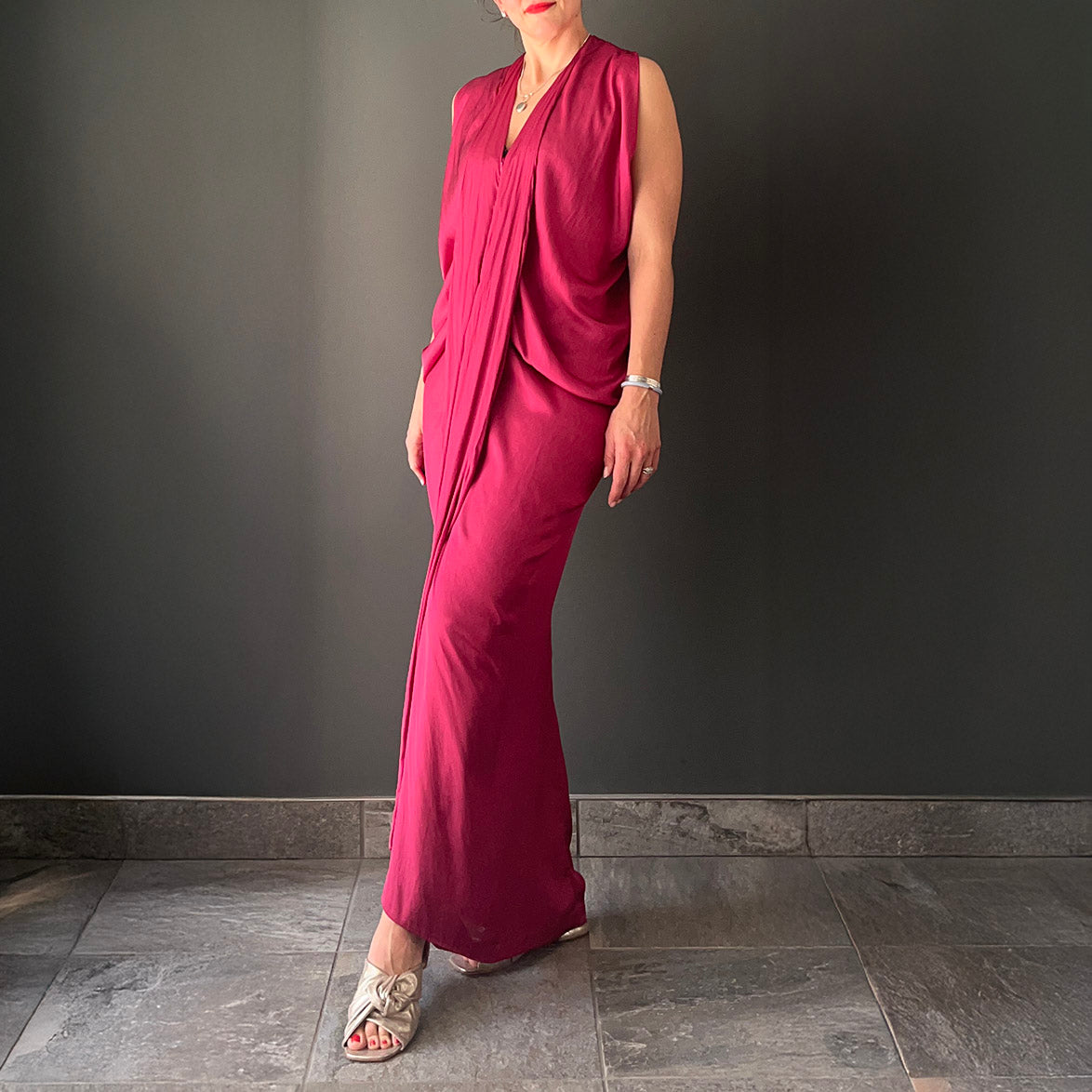 Eve Dress in Magenta Foil