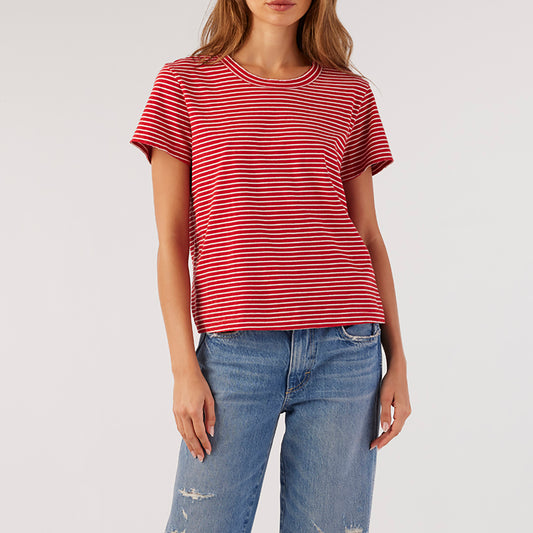 Love Tee in Cherry & Natural Stripe