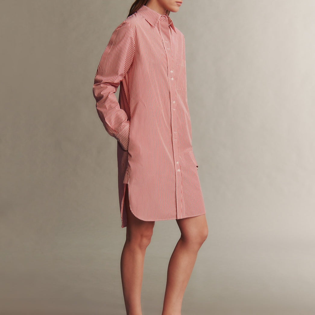 Ma House Shirt Dress in Red & White