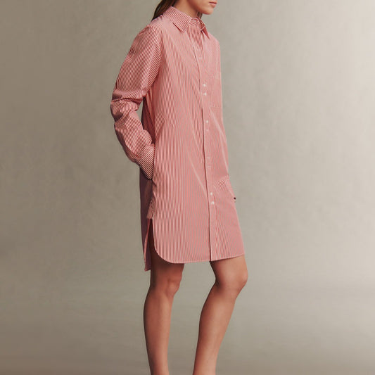 Ma House Shirt Dress in Red & White