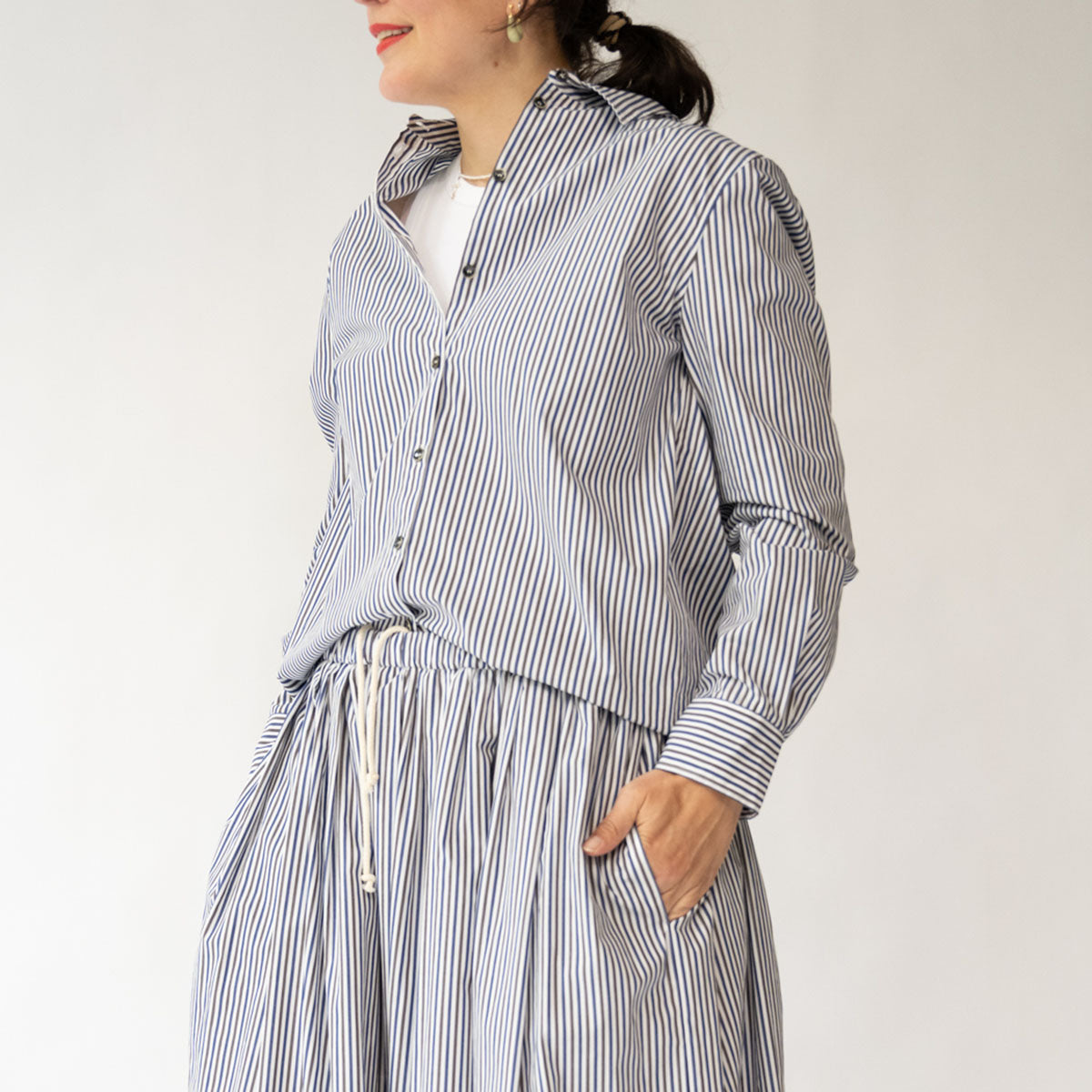Alaska Shirt in Blue and Brown Stripe