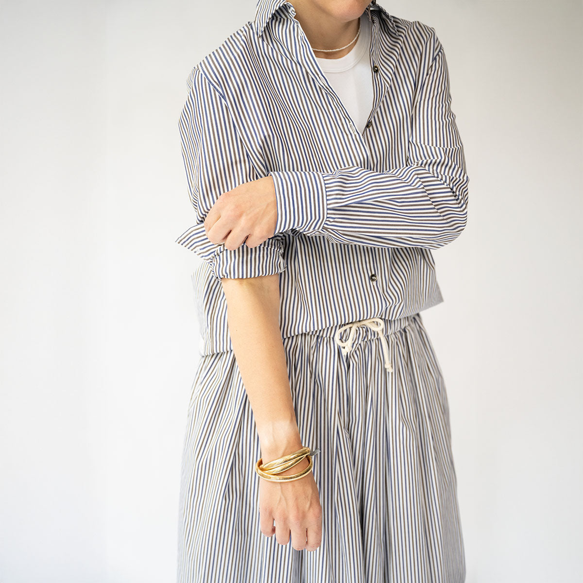 Alaska Shirt in Blue and Brown Stripe