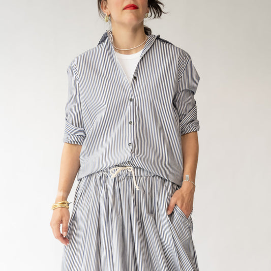 Alaska Shirt in Blue and Brown Stripe