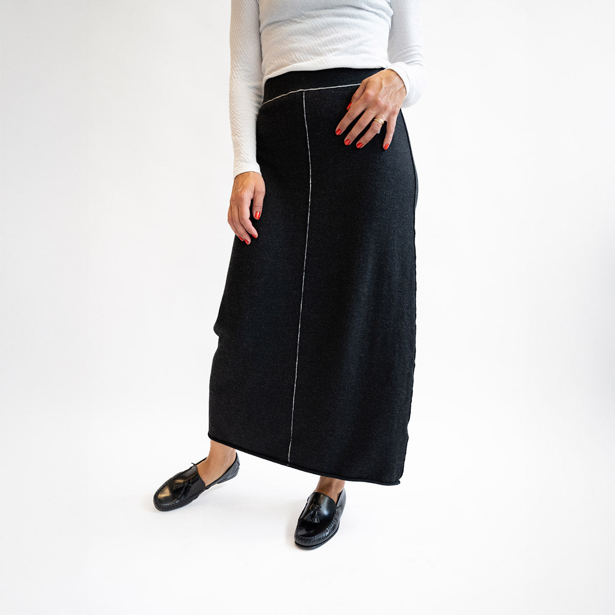 Stitch Skirt in Black Melange