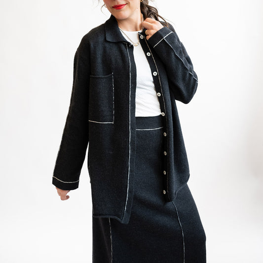 Stitch Big Shirt in Black Melange