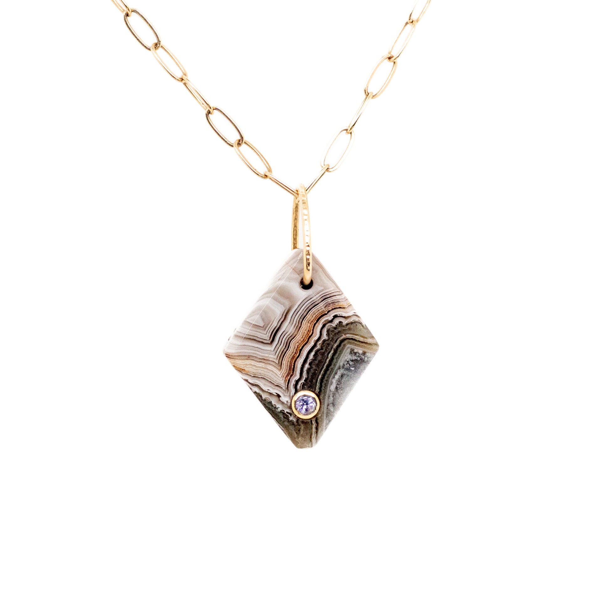 Agate and Tanzanite Diamond Charm