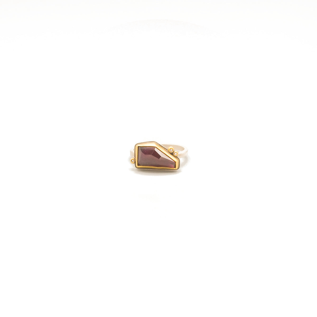 Rosecut Garnet Ring with Diamonds in 22K Yellow Gold