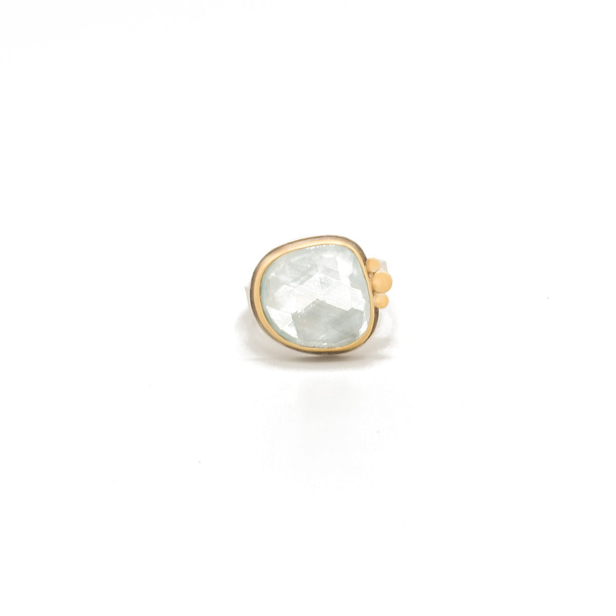 Rosecut Blue Topaz Ring in 22K Yellow Gold