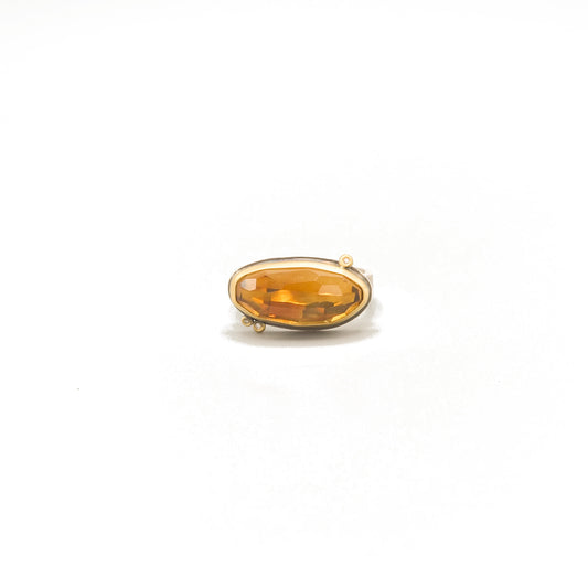 Rosecut Citrine Ring with Diamonds in 22K Yellow Gold