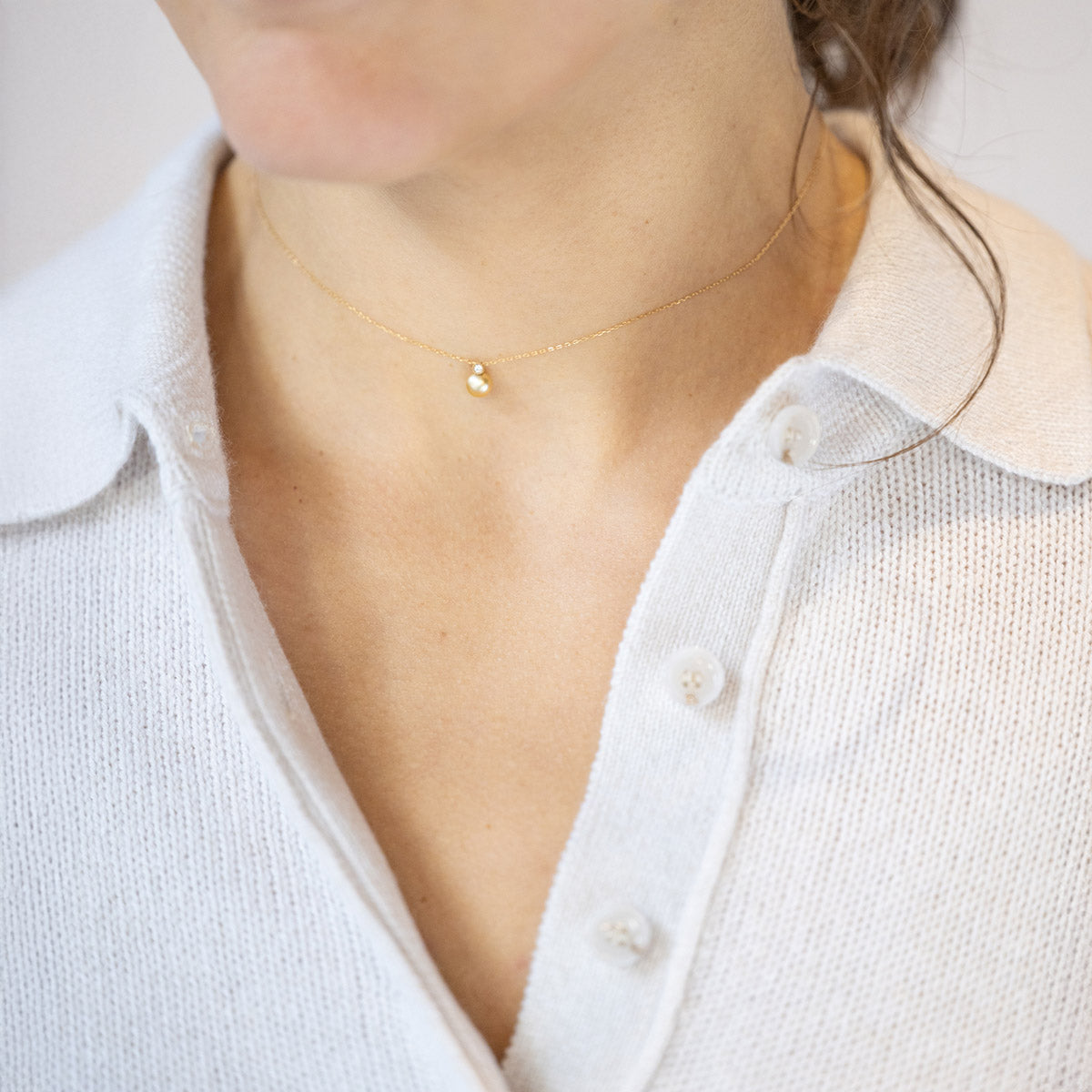 Baby Kidney Pearl and Diamond Necklace