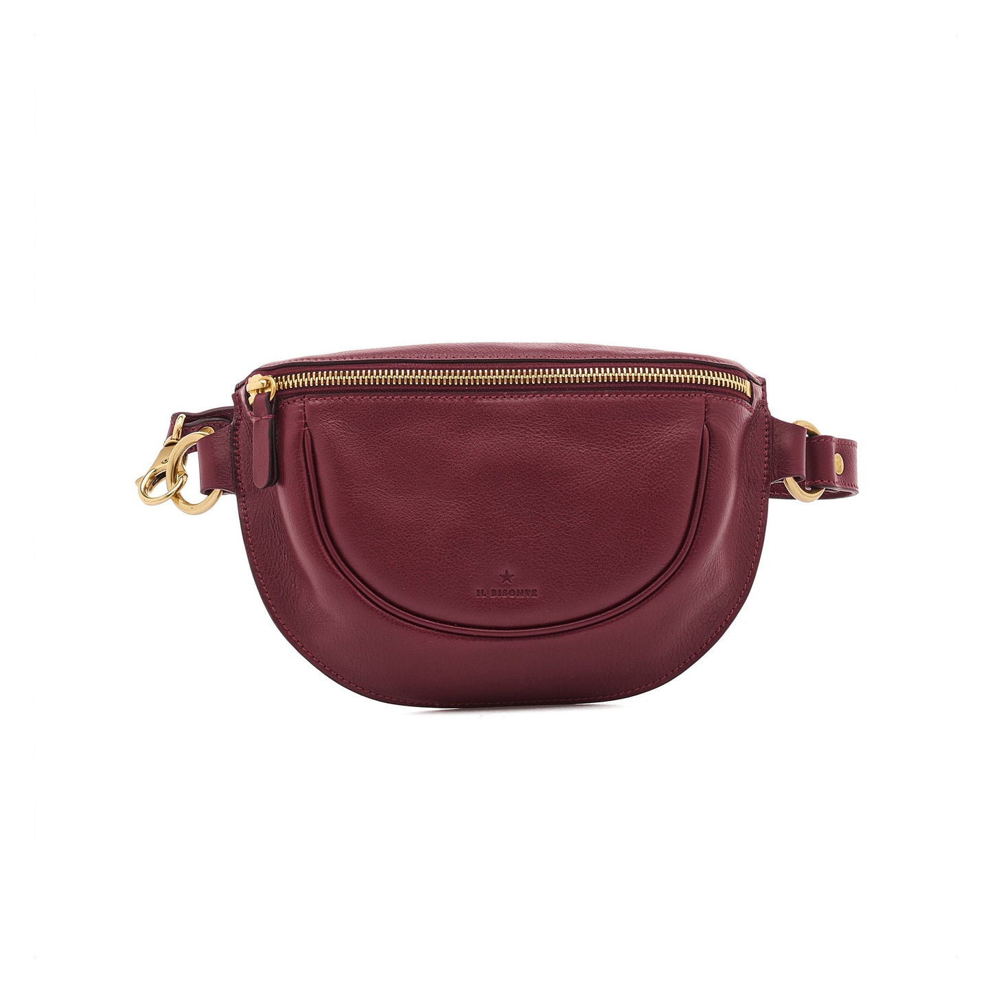 Oliveta Leather Belt Bag in Black Cherry