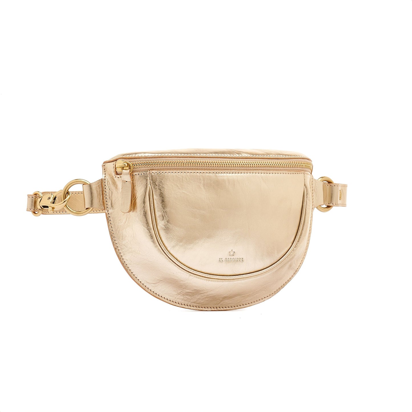 Oliveta Leather Belt Bag in Platinum