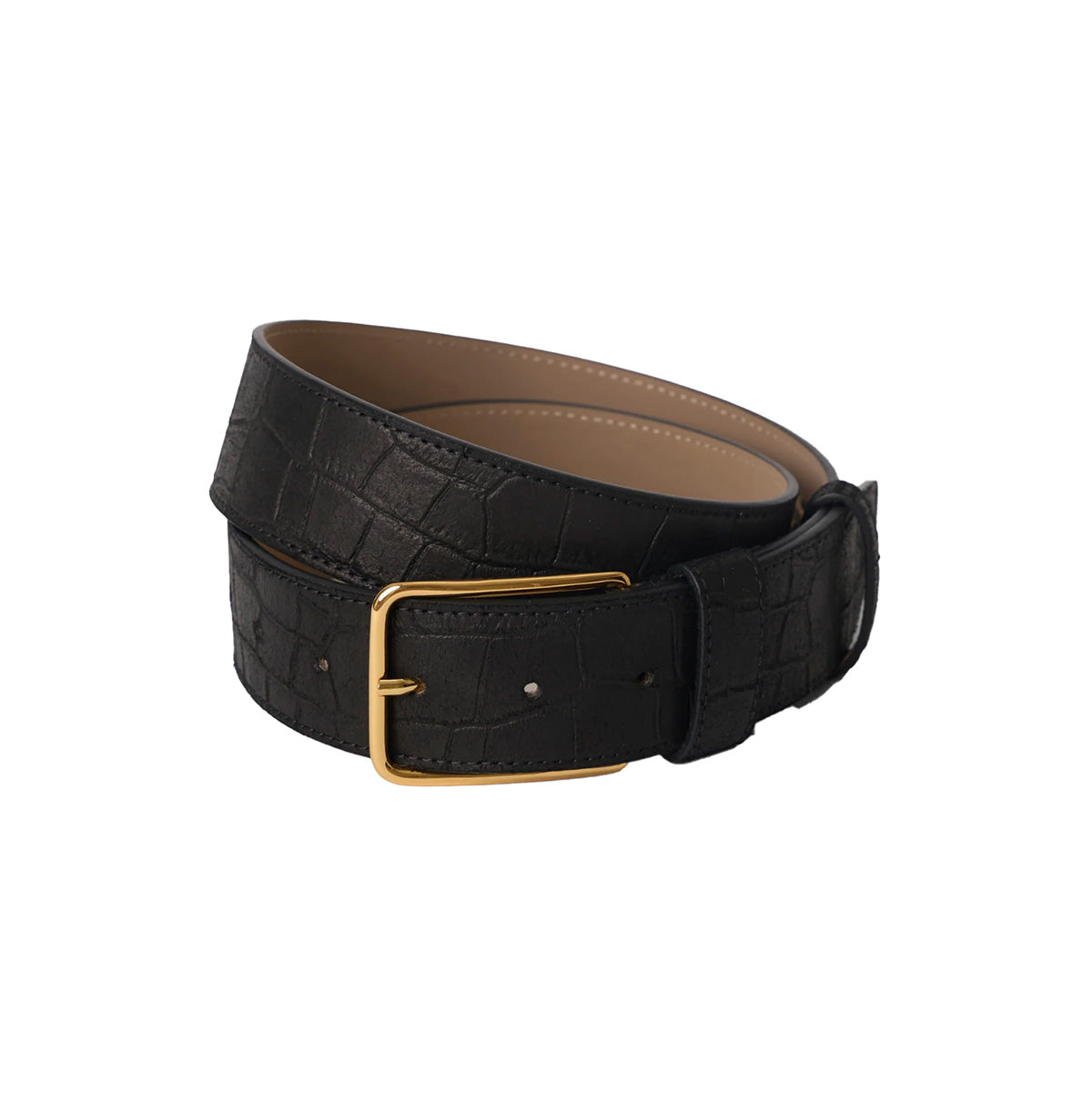 Enzo Croc Suede in Black and Gold