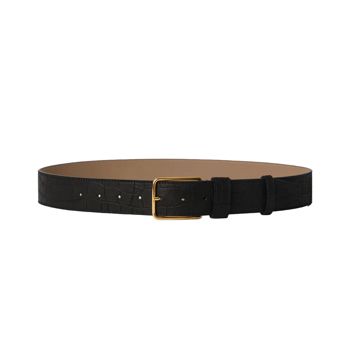 Enzo Croc Suede in Black and Gold
