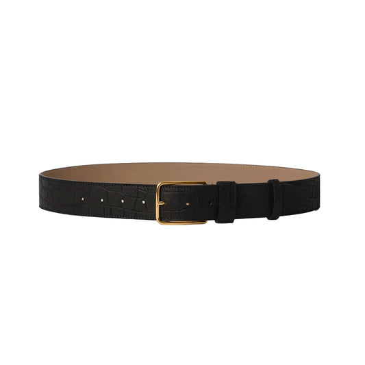 Enzo Croc Suede in Black and Gold