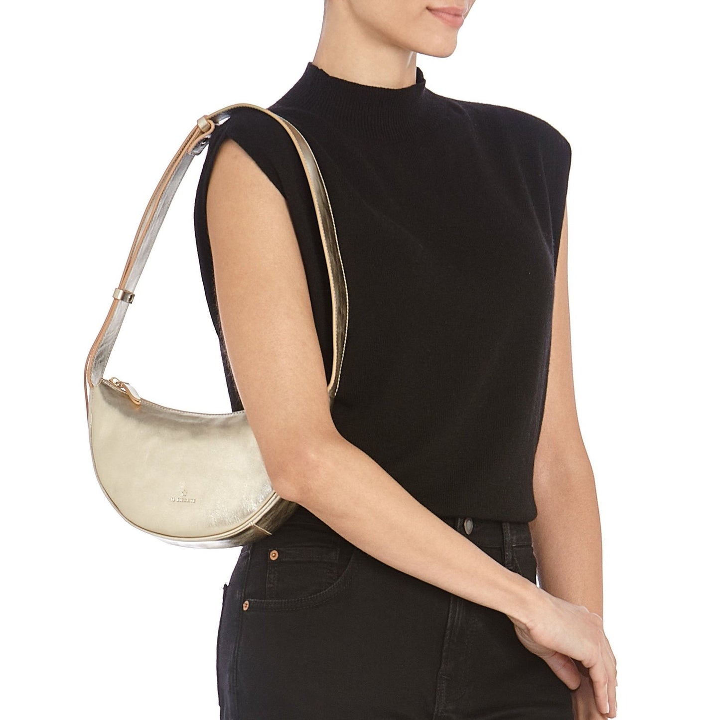 Oliveta Leather Hobo Bag in Platinum