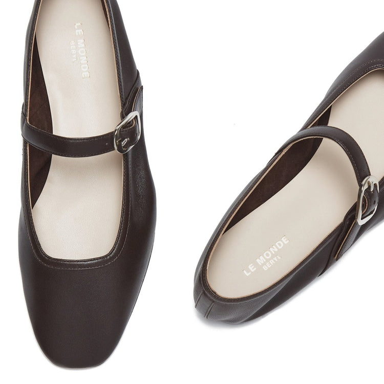 Ballet Mary Jane in Chocolate Leather