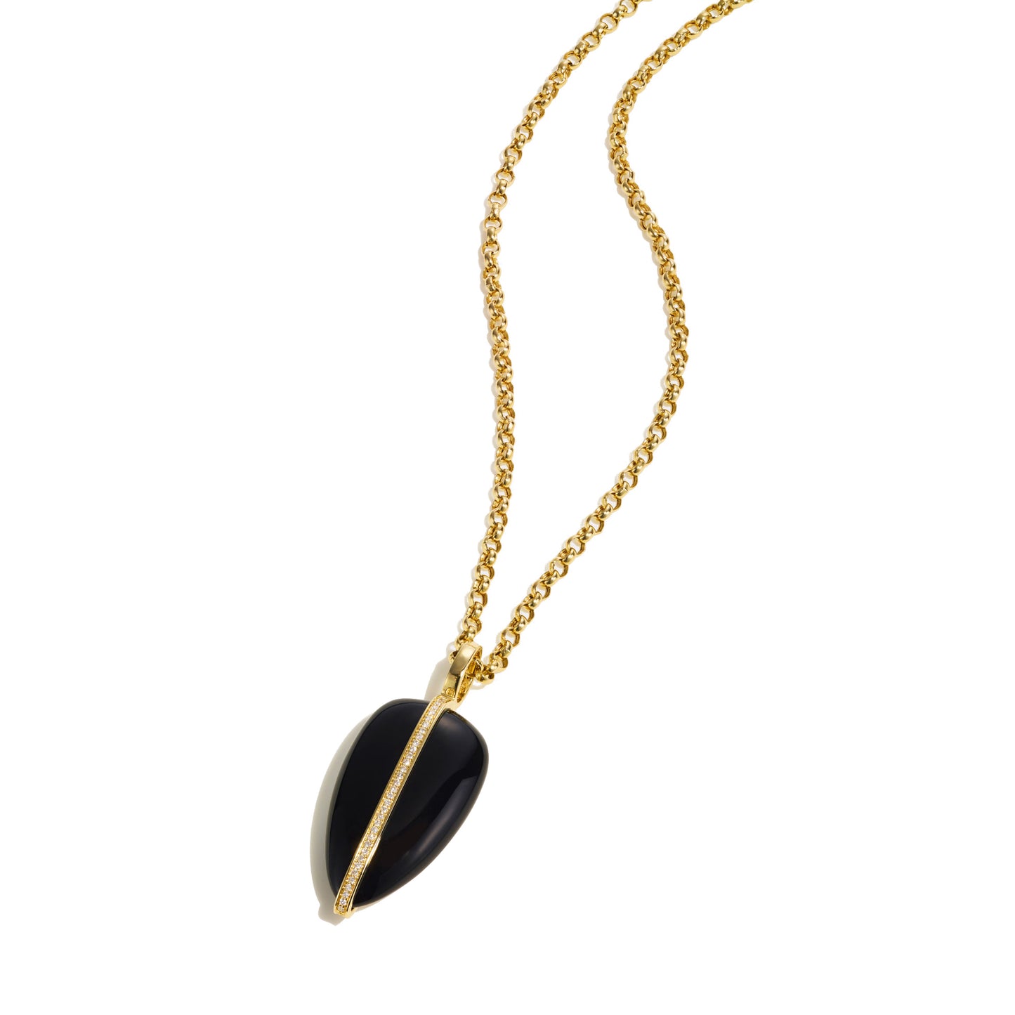 Large Diamond Pebble Pendant in Black Onyx