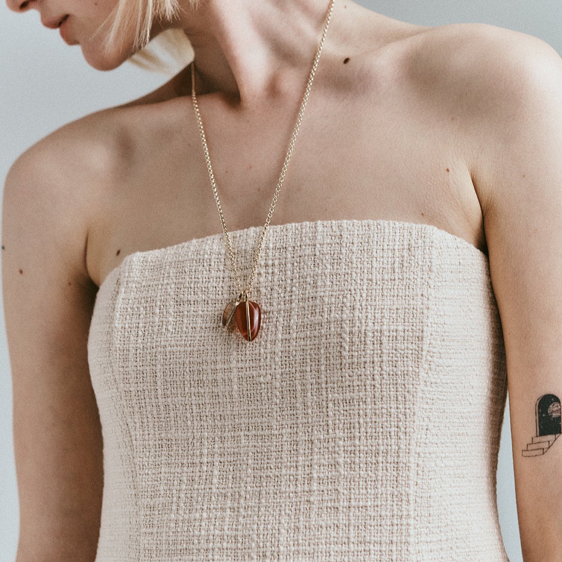 Large Pebble Pendant in Red Carnelian