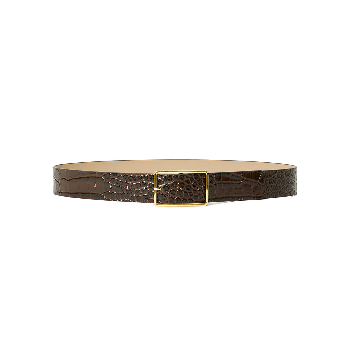 Milla Croco Belt in Chocolate and Gold
