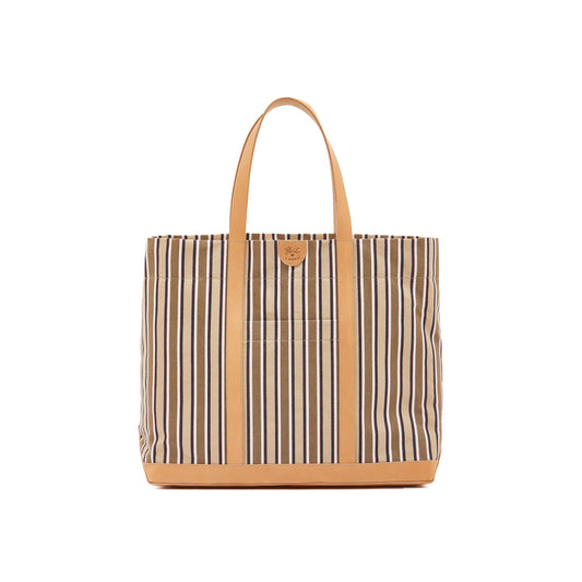 Caramella Medium Tote in Beige Stripe